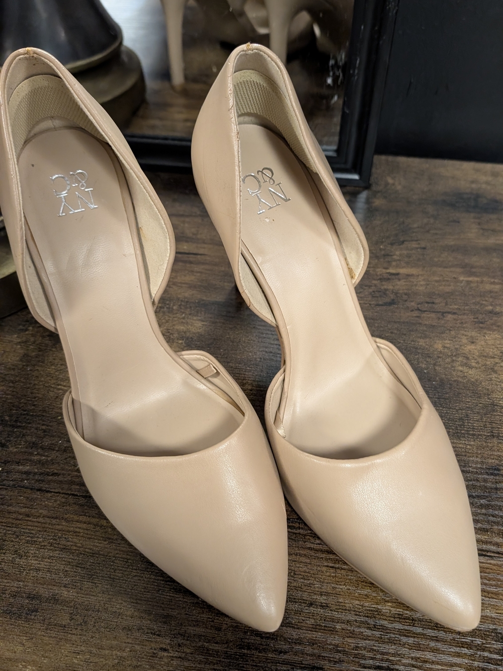 New York & Company Nude Pointed D'Orsay Pumps